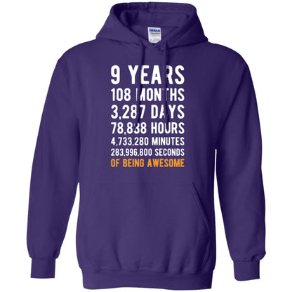9th Birthday T-shirt 9 Years Old Being Awesome Purple