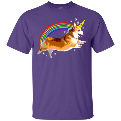Unicorn Corgi Rainbow Doodle Dog Lover T-shirt Purple