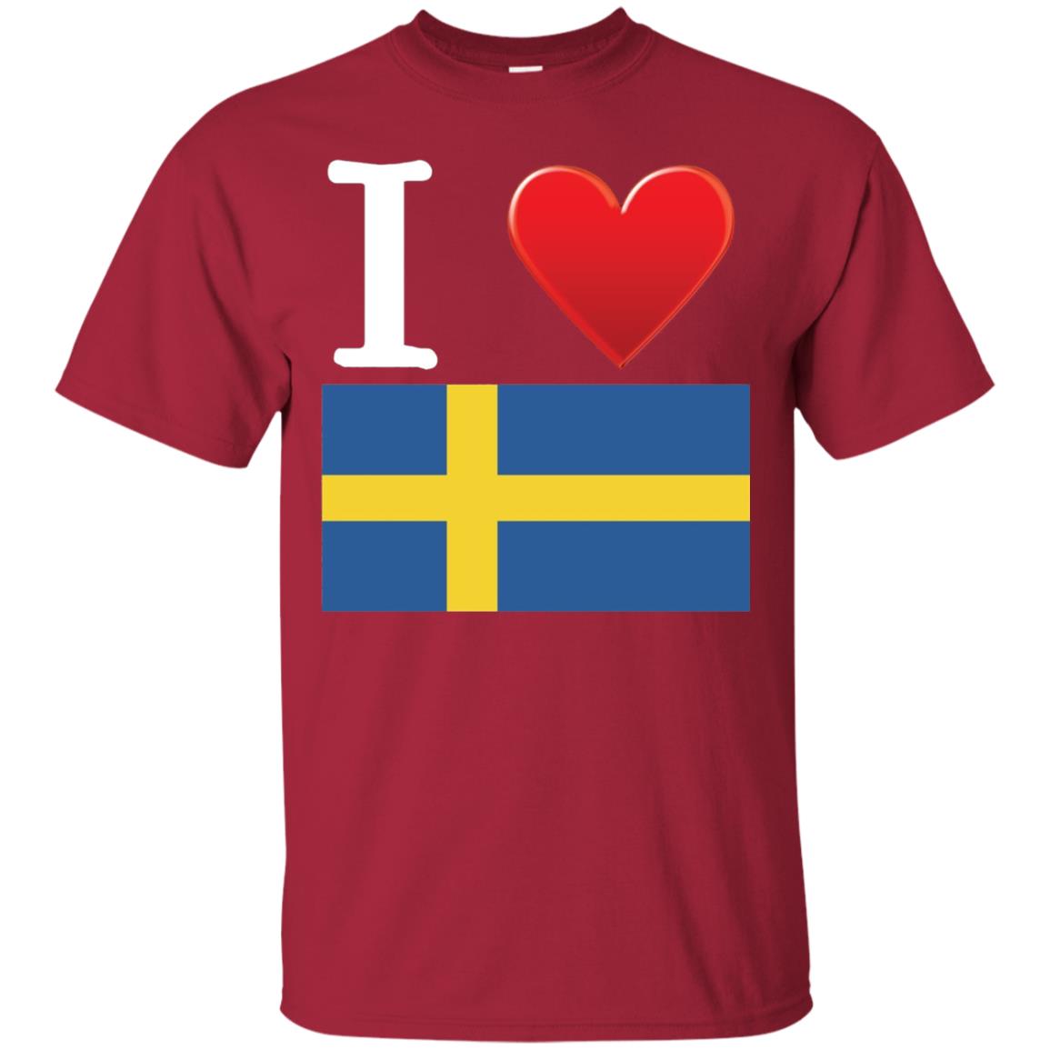 I Heart Love Sweden Flag T-shirt Cardinal