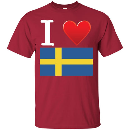 I Heart Love Sweden Flag T-shirt Cardinal