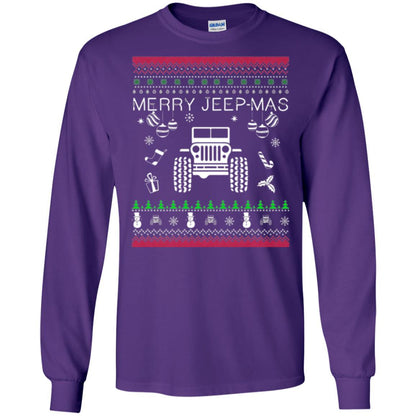 Christmas T-shirt Mery Jeep-mas Jeep Ugly Purple