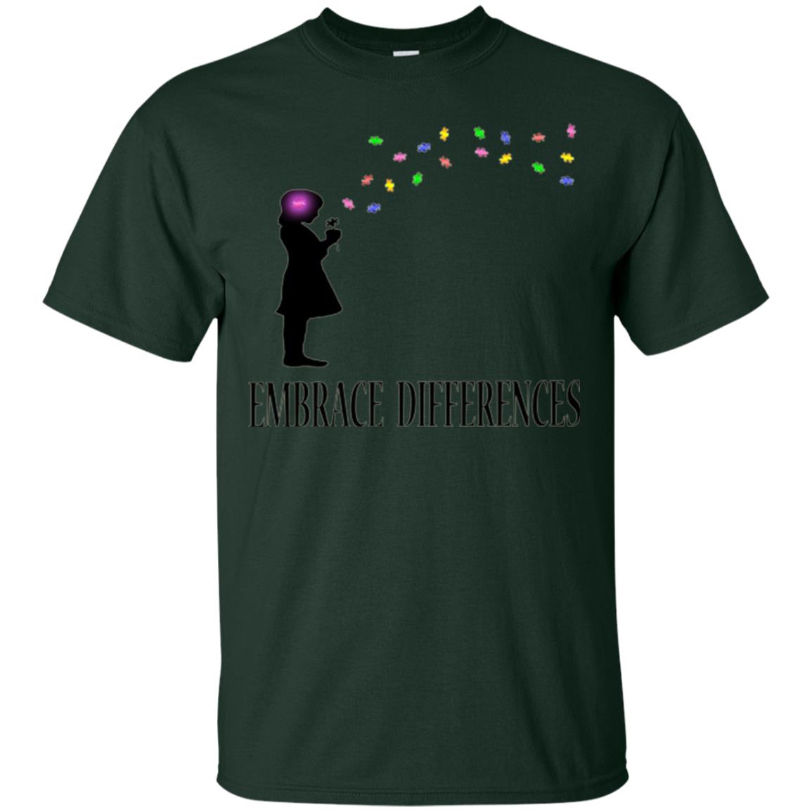 Embrace Differences Shirt Proud Autism Awareness T-shirt Forest Green