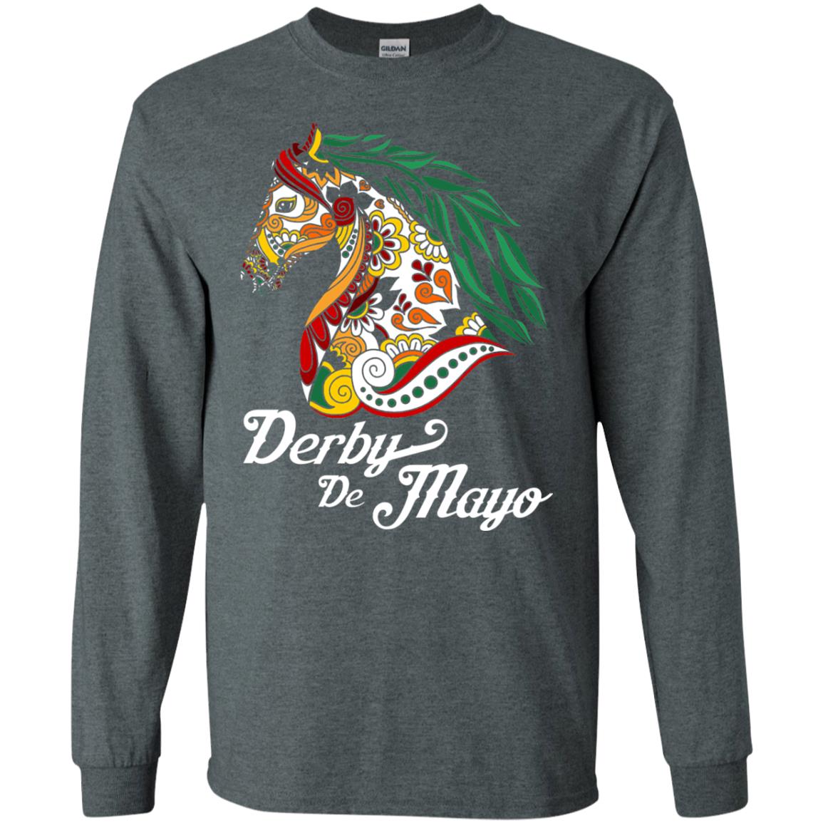 Derby Cinco De Mayo Floral Horse Race T-shirt Dark Heather