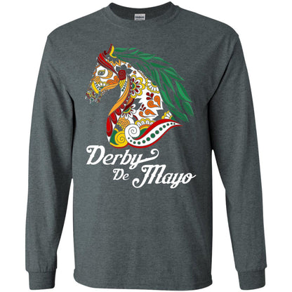 Derby Cinco De Mayo Floral Horse Race T-shirt Dark Heather
