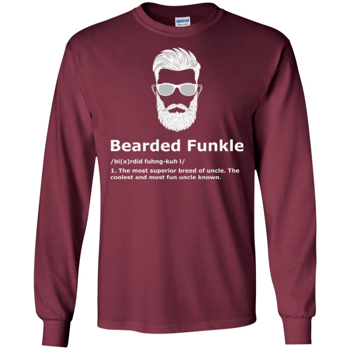 Funny Uncle T-shirt Bearded Funkle Maroon