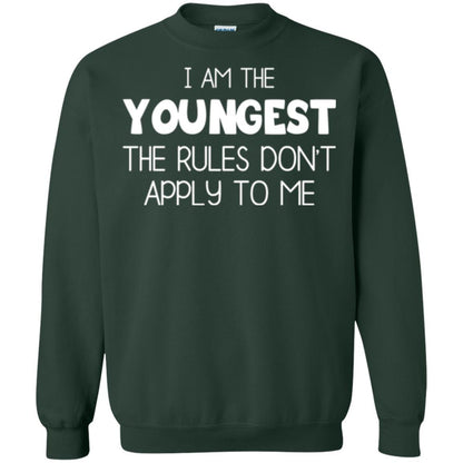 Family T-shirt I Am The Youngest The Rules Don't Apply To Me Forest Green