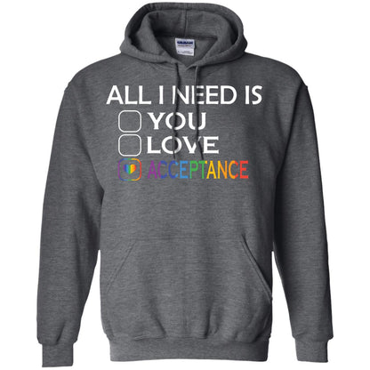 All I Need Is Acceptance Lgbt Shirt Dark Heather