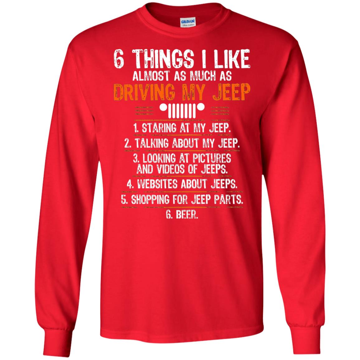 Funny Off Road Driving T-shirt 6 Things I Like Almost As Much As Red