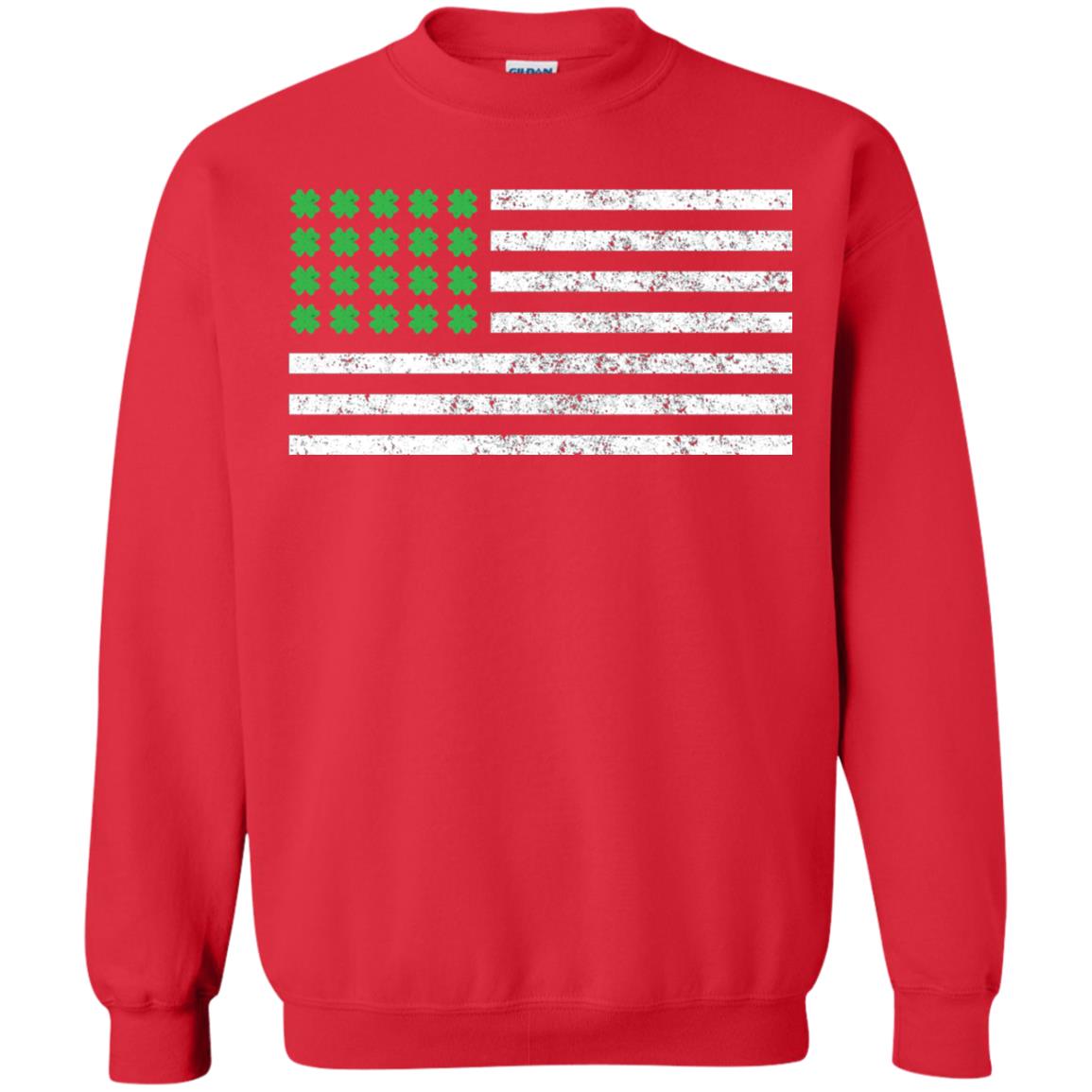 Usa Flag With Irish Shamrock St Patricks Day T-shirt Red