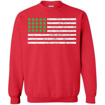 Usa Flag With Irish Shamrock St Patricks Day T-shirt Red