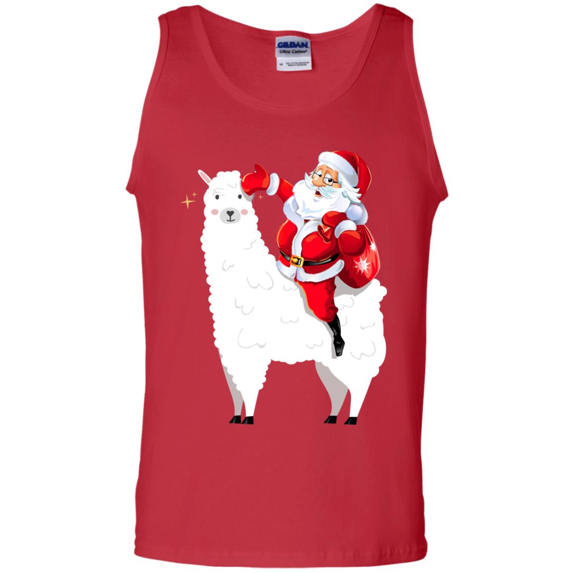 Alpaca Llama And Santa Claus X-mas Gift Shirt Red