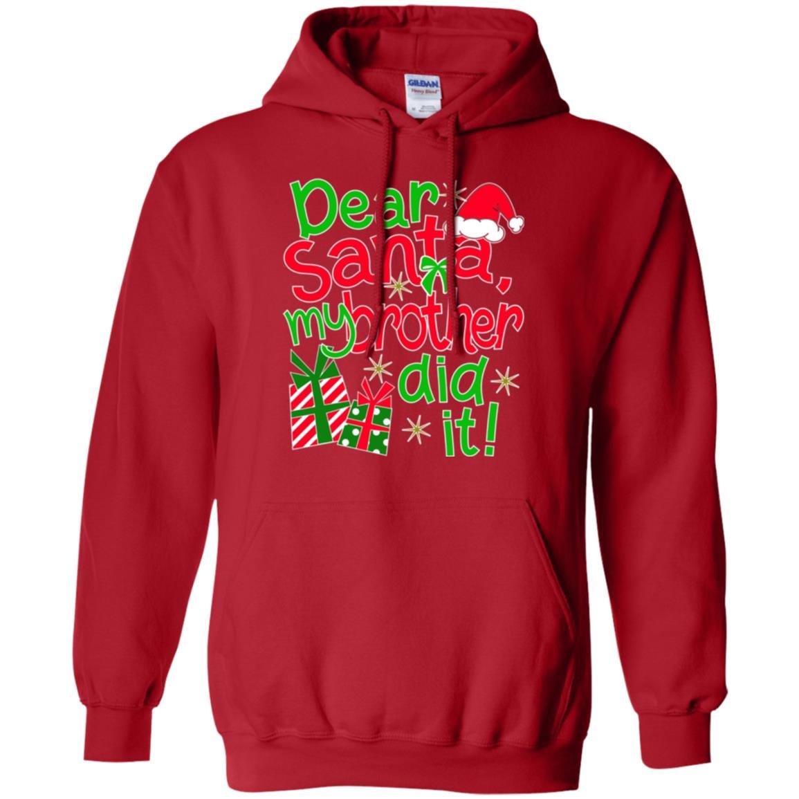 Family Christmas T-shirt Dear Santa My Brother Did It Red