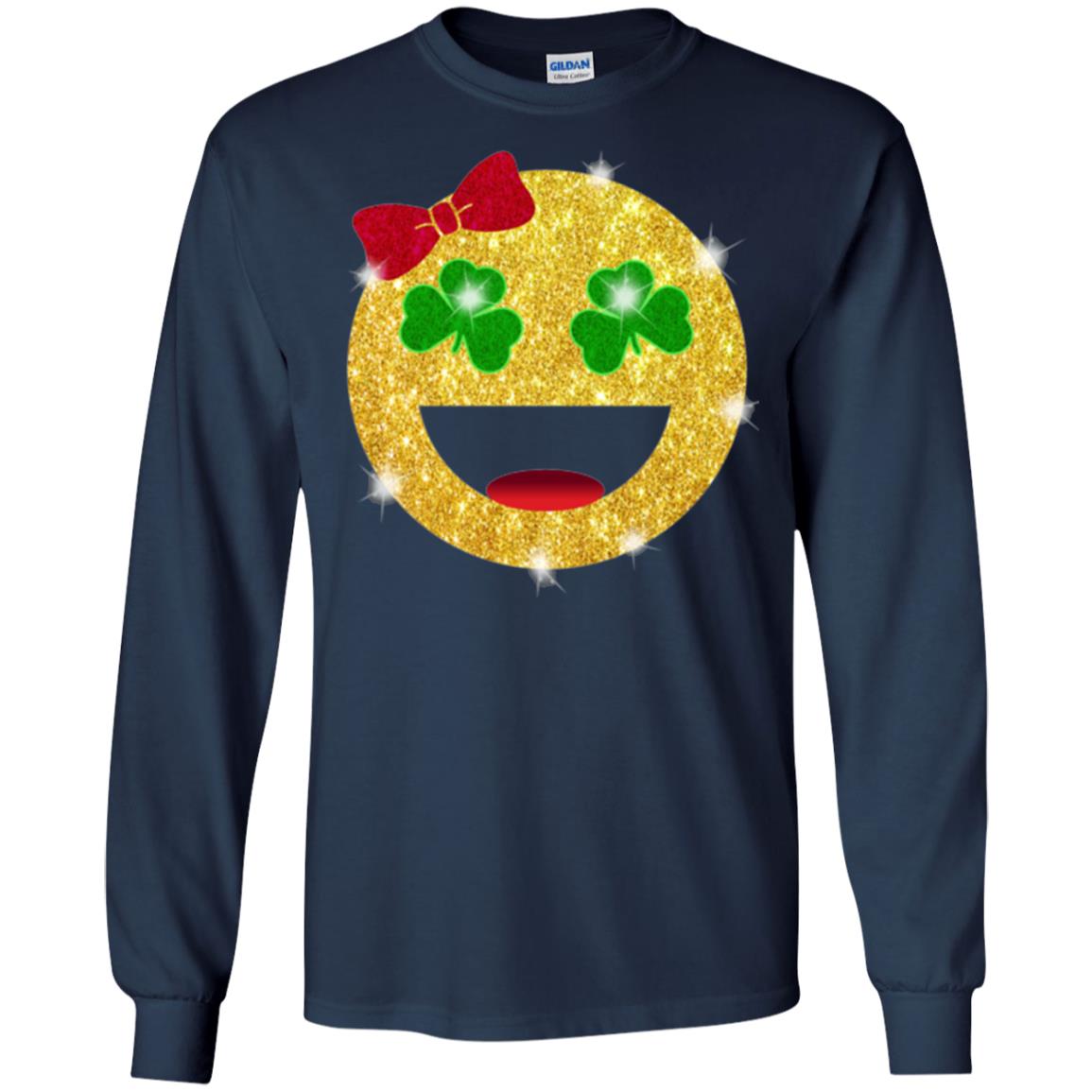 Happy Gold Blink Emoji Saint Patrick's Day T-shirt Navy