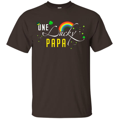 One Lucky Papa St. Patrick_s Day T-shirt Dark Chocolate