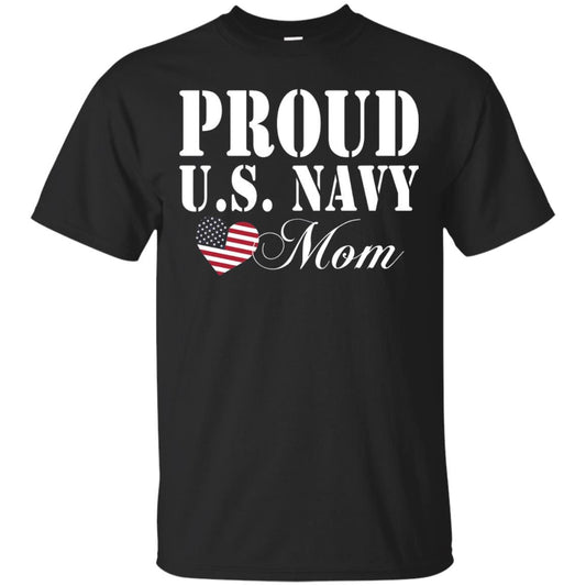 Proud U.s. Navy Mom Heart T-shirt Black
