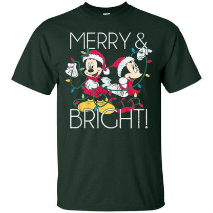Disney Mickey Mouse T-shirt Merry And Bright Christmas Forest Green