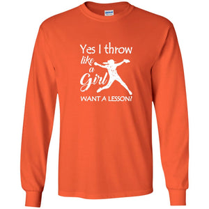 Yes I Throw Like A Girl Softball Gifts Girly Baseball Shirt