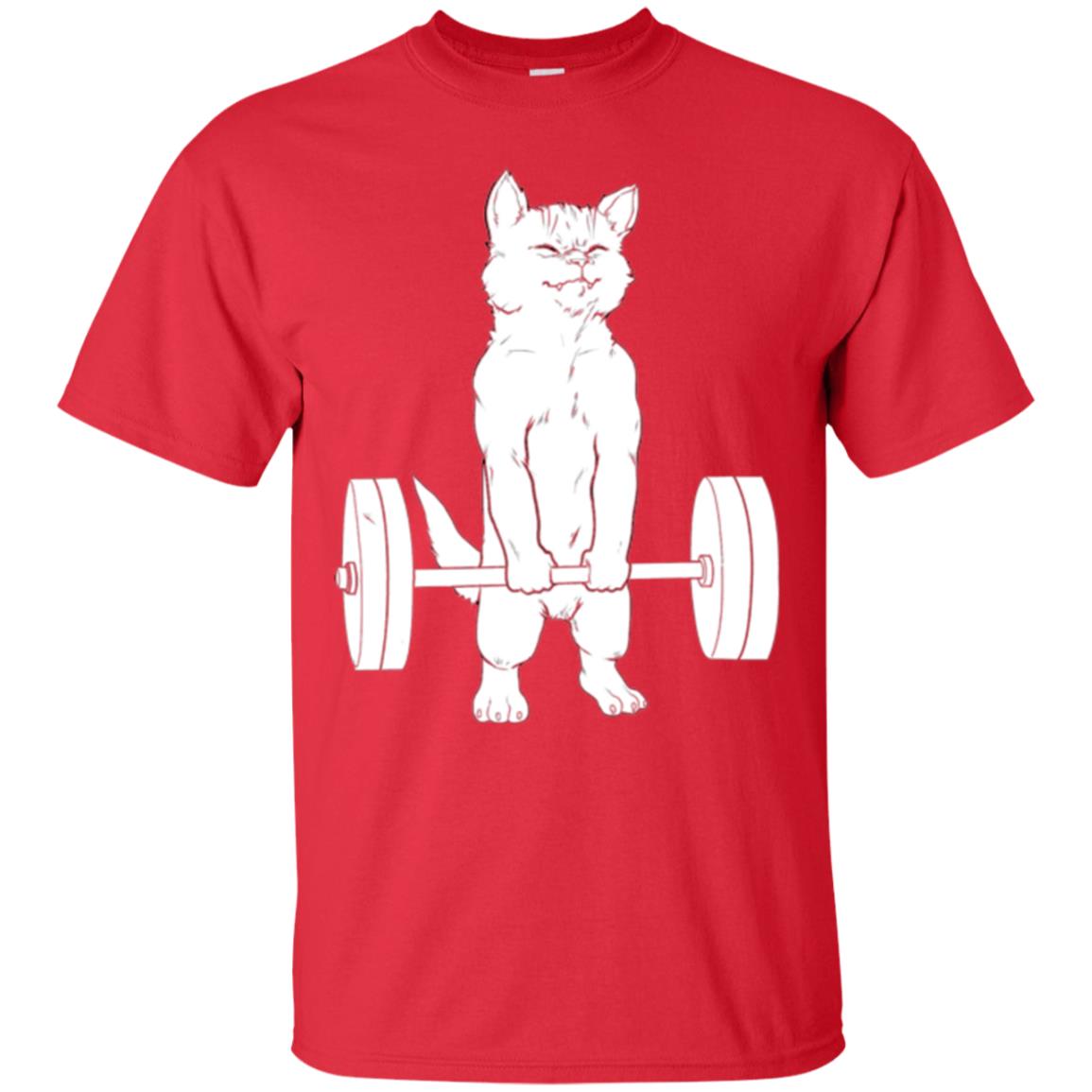 Gymming Lovers T-shirt Cat Deadlift Powerlifting Red