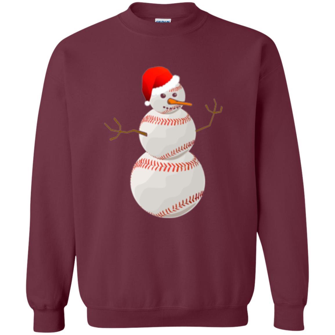 Christmas Baseball T-shirt Baseball Snowman Maroon