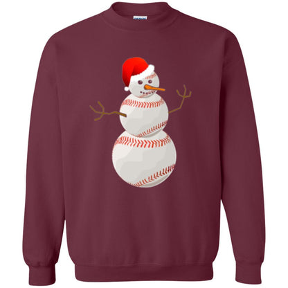 Christmas Baseball T-shirt Baseball Snowman Maroon