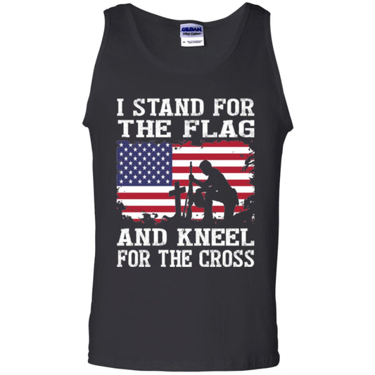 Miiitary T-shirt Stand For The Flag And Kneel For The Cross Black