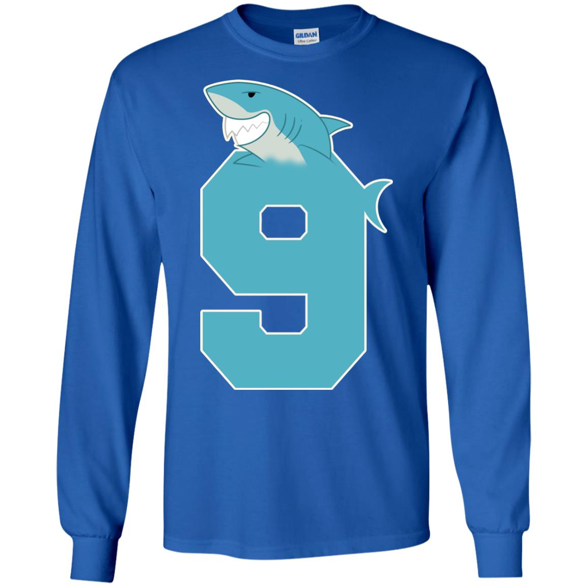 9th Birthday Shark Party Shirt Royal