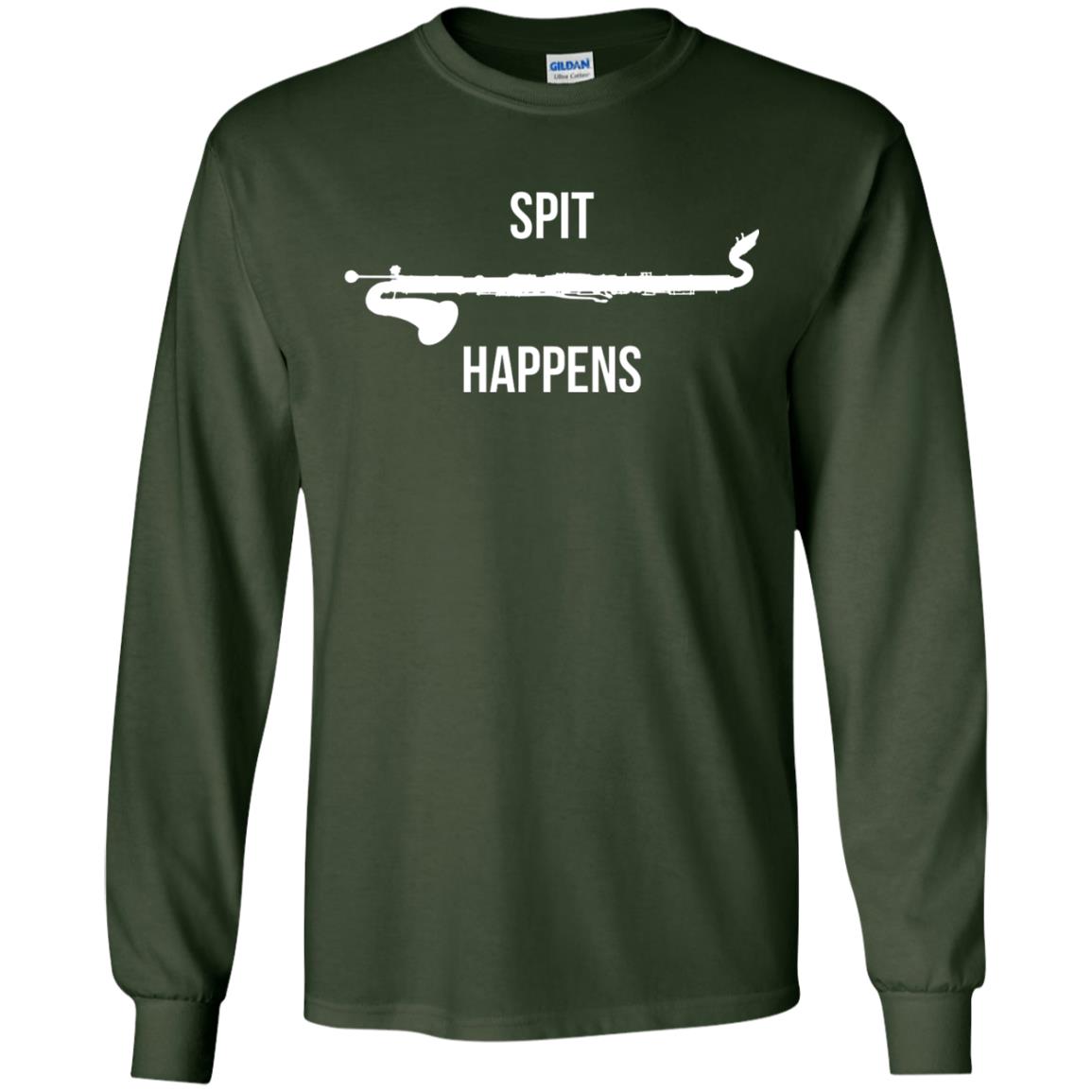 Funny Bass Clarinet T-shirt Spit Happens Forest Green