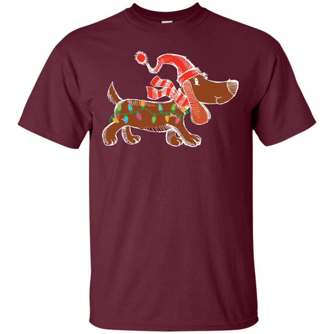 Dog Lover T-Shirt Christmas Lights Labrador Retriever Dog Lover Maroon