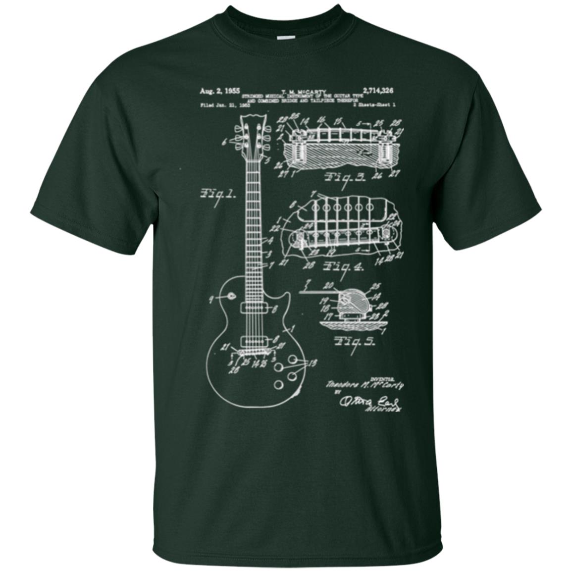 Guitar T-shirt Patent Print 1955 Forest Green