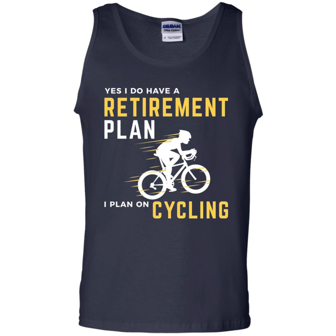 Funny Bicycle Cycling T-shirt Retirement Plan I Plan On Cycling Navy