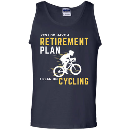 Funny Bicycle Cycling T-shirt Retirement Plan I Plan On Cycling Navy