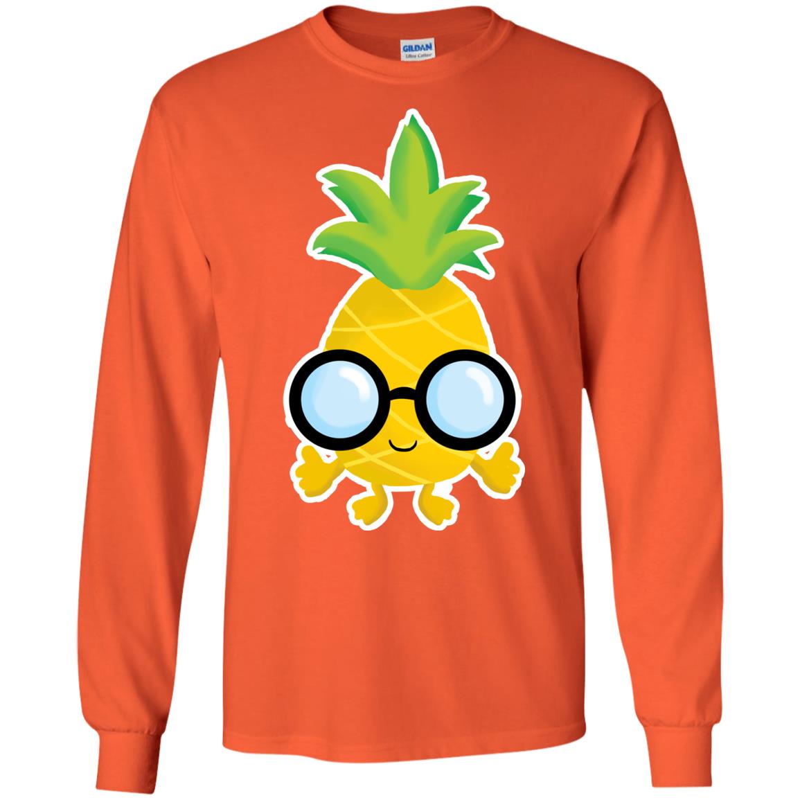 Funny Pineapple With Glasses For Boys Mens Shirt Orange