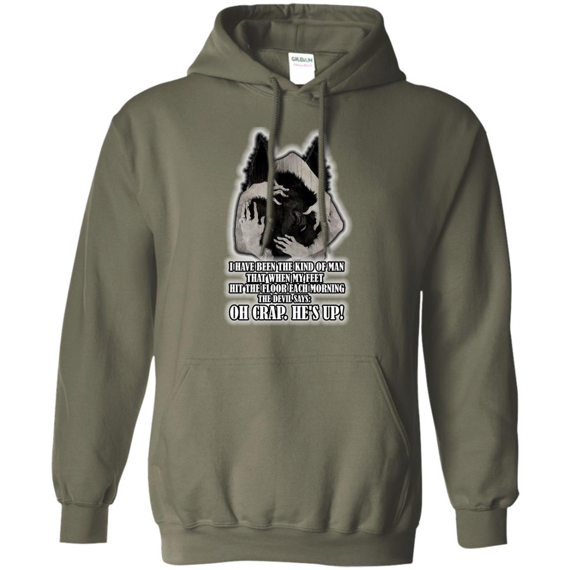 The Devil Say Oh Crap He Is Up Wolf Shirt Military Green