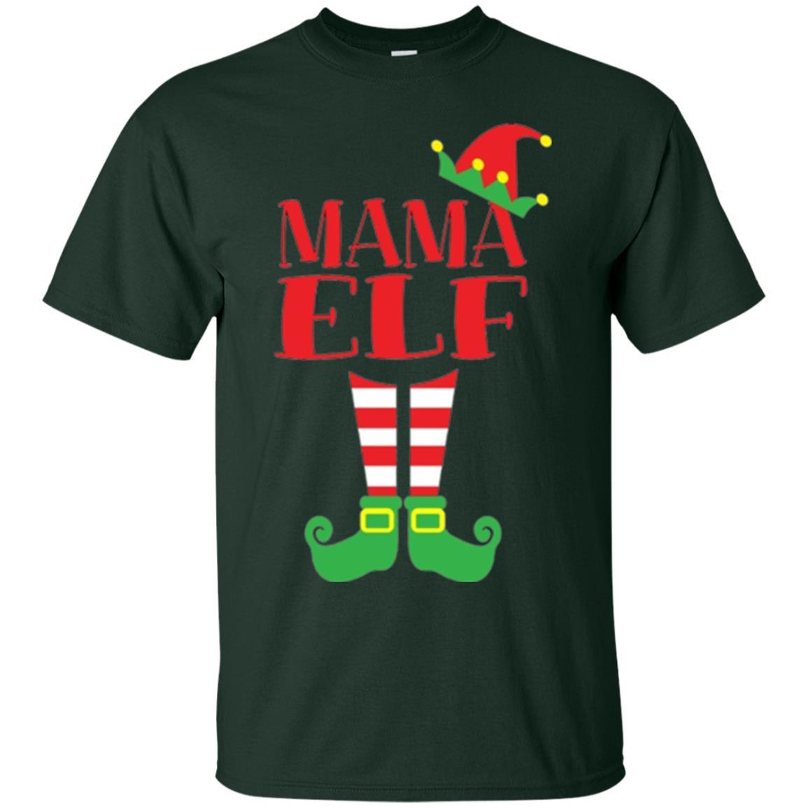 Family Christmas T-shirt Mama Elf T-shirt Forest Green