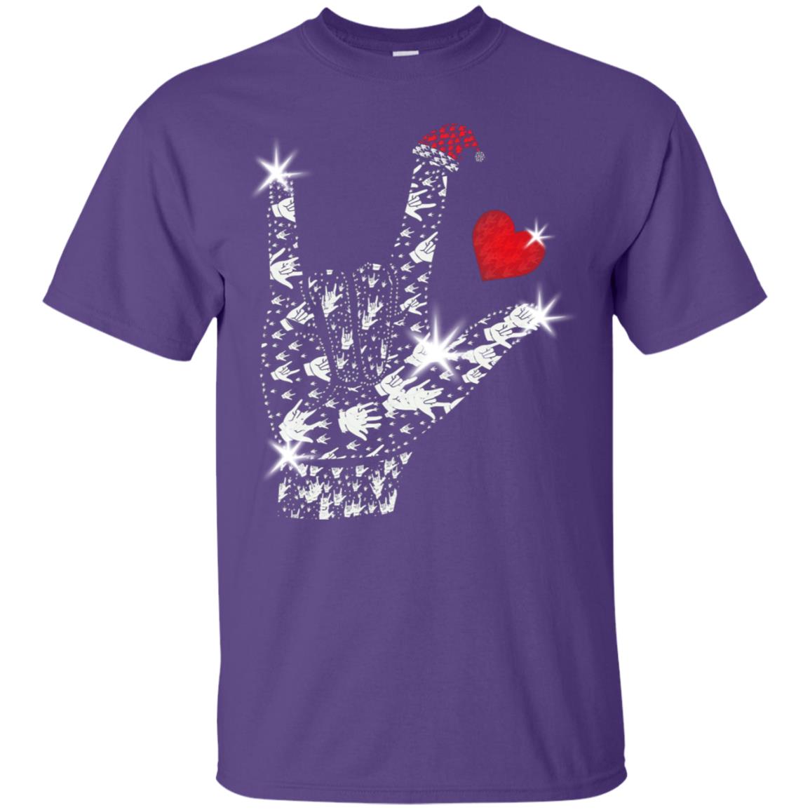 Rocknroll Sign Hand With Santa Claus Hat X-mas Shirt For Rock Music Lovers Purple