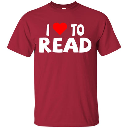 I Love To Read Heart Reader T-shirt Cardinal