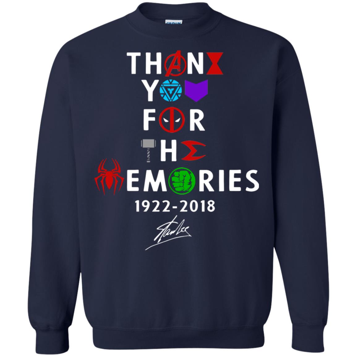 Thank You For The Memories Stan Lee Movie Hero Fan Shirt Navy