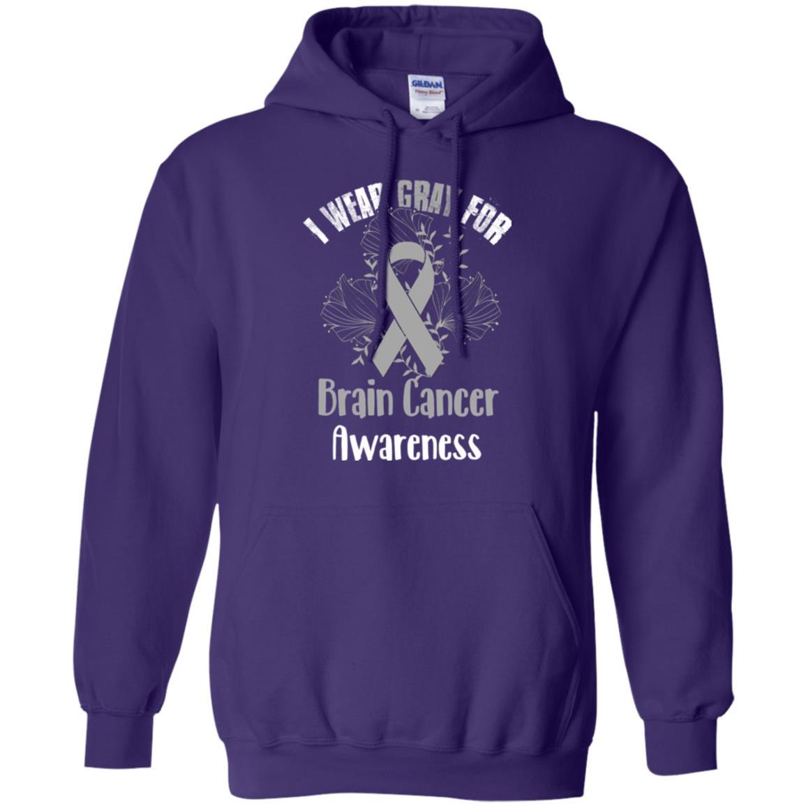 I Wear Gray For Brain Cancer Awareness T-shirt Purple