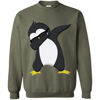 Chirstmas T-shirt Dabbing Penguin Military Green
