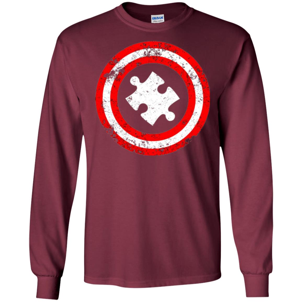 Autism Awareness T-shirt Captain Autism Superhero Maroon