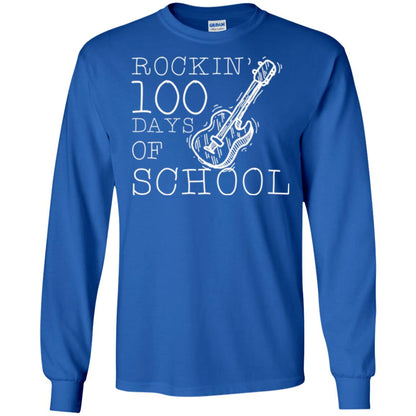 Rockin_ 100 Days Of School Teachers Students T-shirt Royal