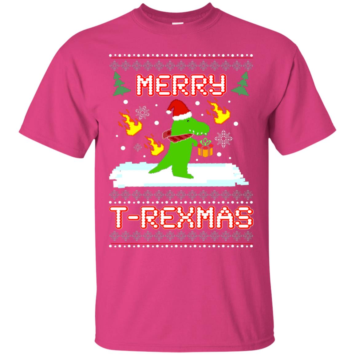 Merry T-rexmas X-mas Dinosaur Saurus Gift Shirt Heliconia