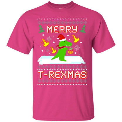 Merry T-rexmas X-mas Dinosaur Saurus Gift Shirt Heliconia