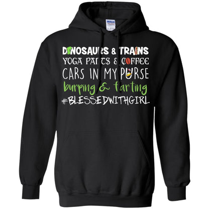 Dinosaurs And Trains Yoga Pants Coffee Cars In My Purse Buring Farting Mom Of Girls Shirt Black