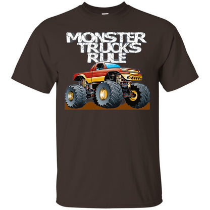 Monster Trucks Rule Trucker T-shirt Dark Chocolate