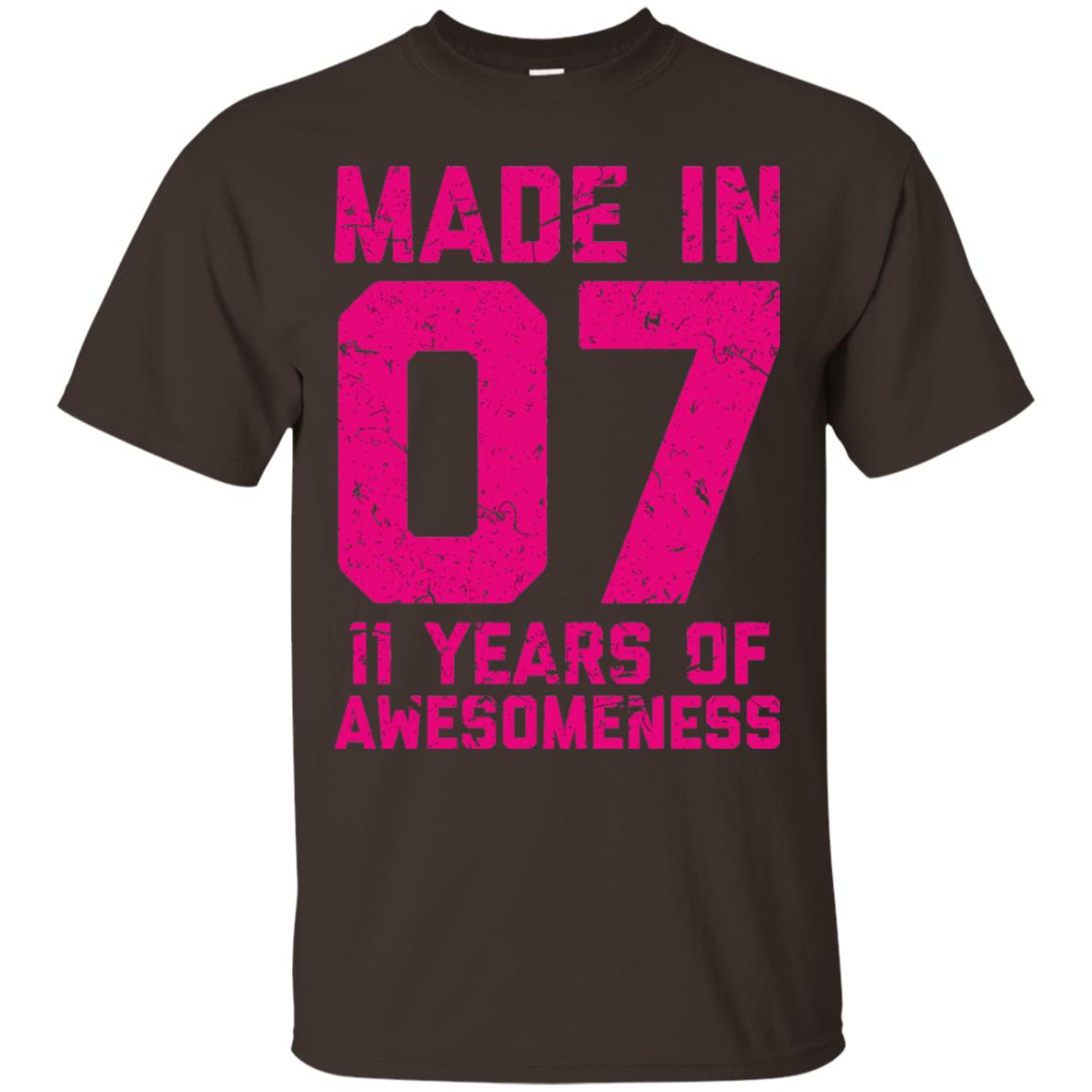 Made In 07 Age 11 Eleven Years Of Awesomeness T-shirt Dark Chocolate