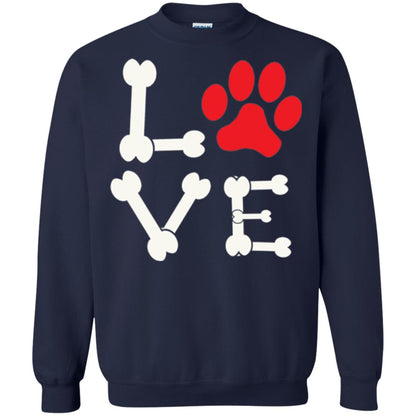 Love My Dog Red Pawprint Dog Bones T-shirt Navy