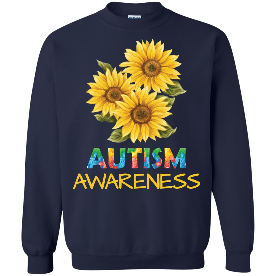Autism Awareness Sunflower Shirt Navy