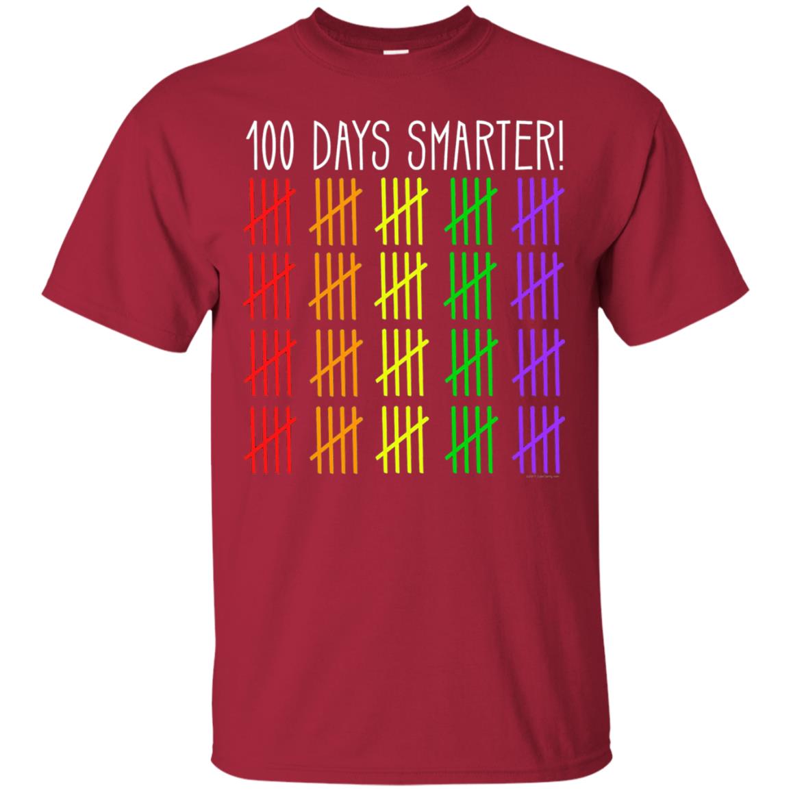 Kids T-shirt 100 Days Smarter Counting Hash Marks Days Of School Cardinal