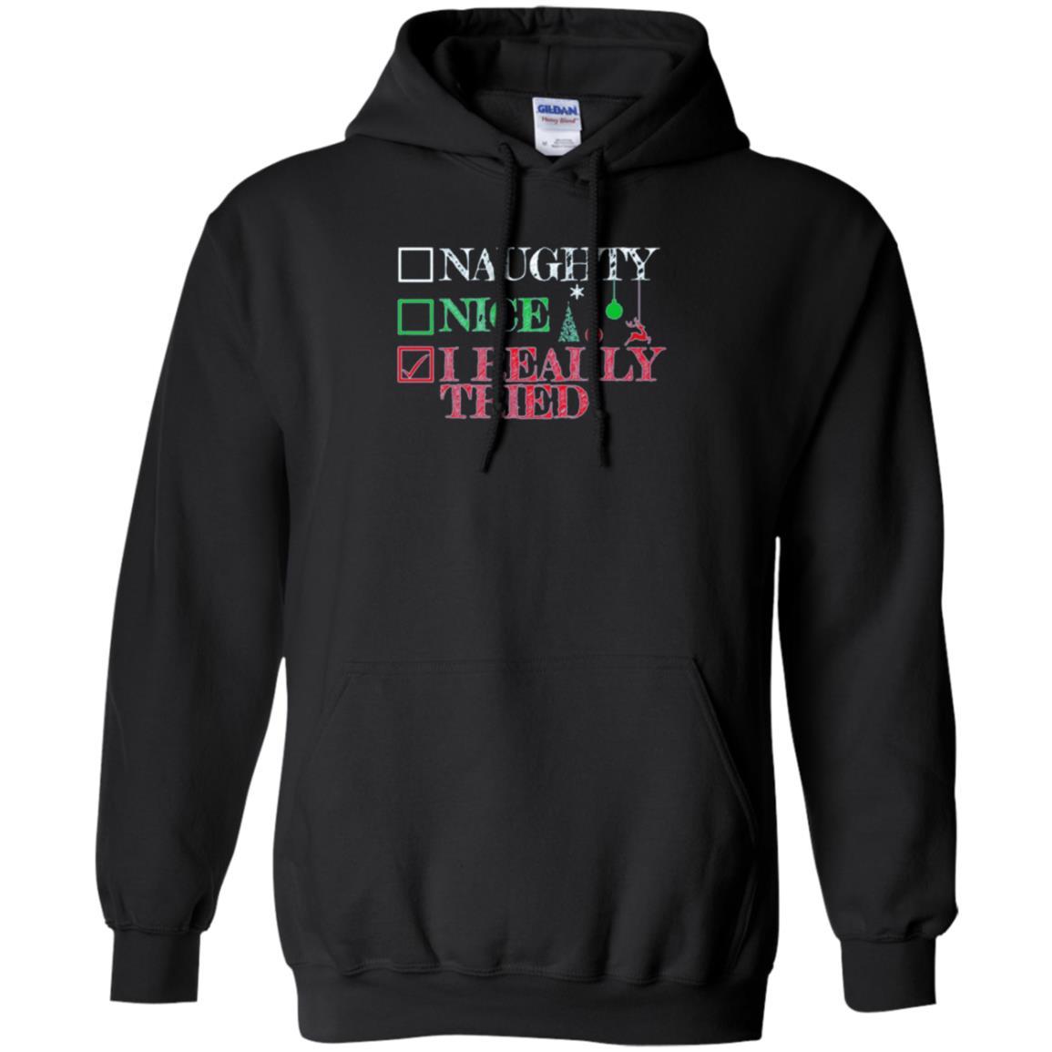Christmas T-shirt Naugth Nice I Ready Tried Black